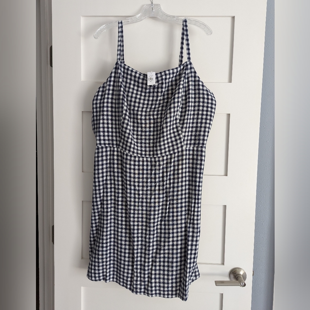 Blue gingham, fit and flare dress, size XXL